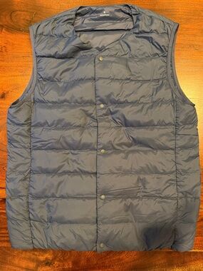 Muji Navy Sleeveless Puffer Vest